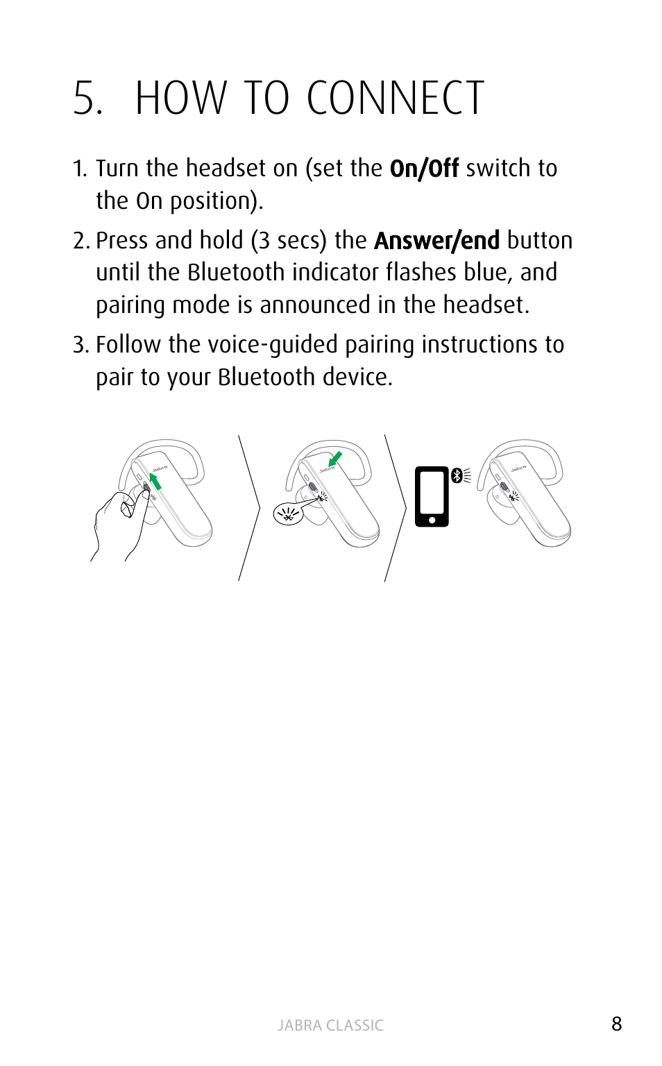 How to connect | Jabra Сlassic User Manual | Page 8 / 17