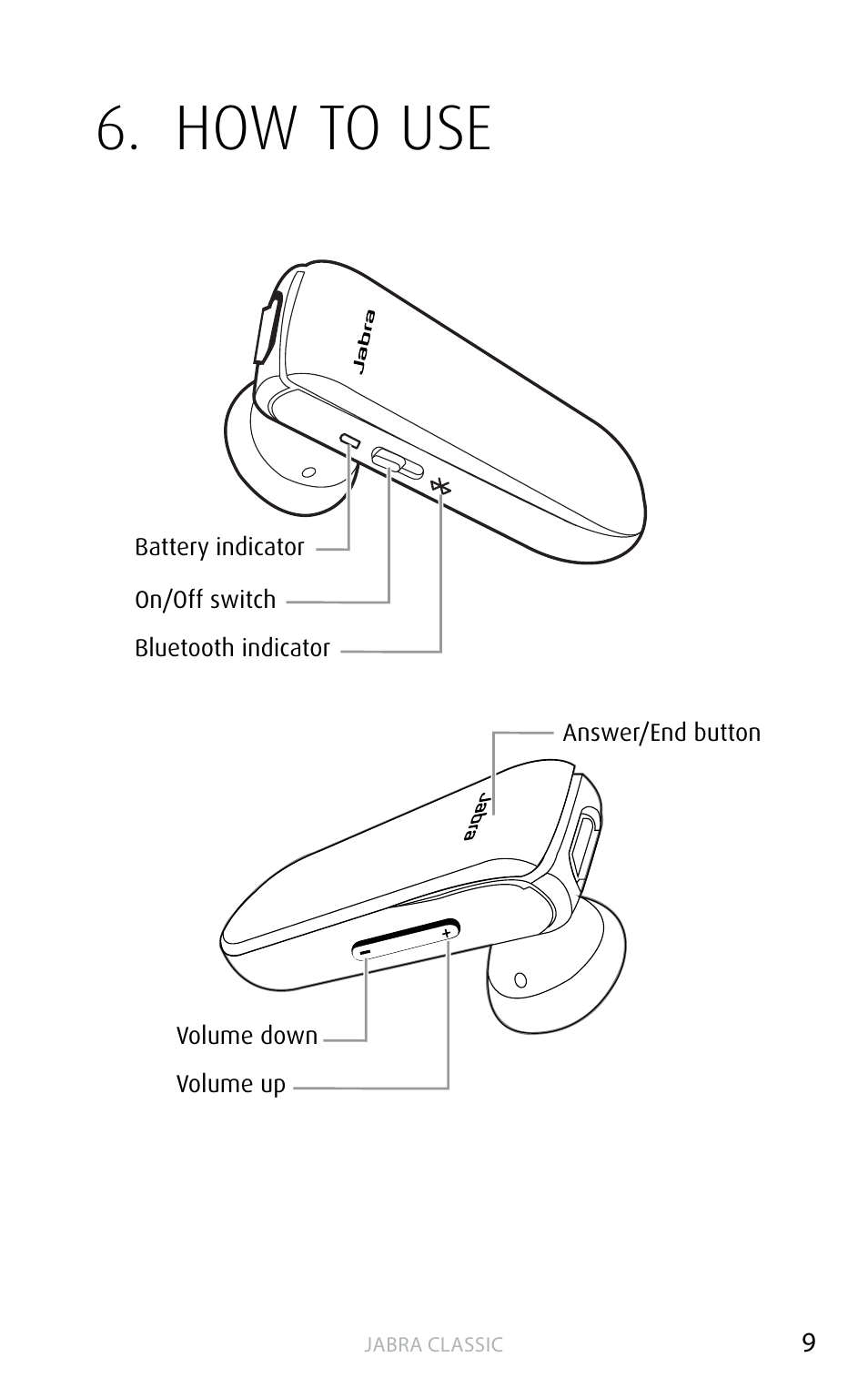 How to use, English | Jabra Сlassic User Manual | Page 9 / 17
