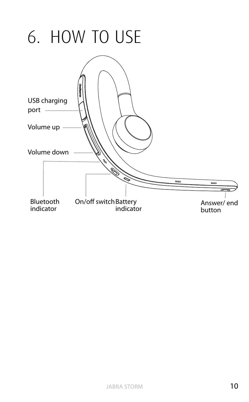 How to use, English | Jabra STORM User Manual | Page 10 / 17