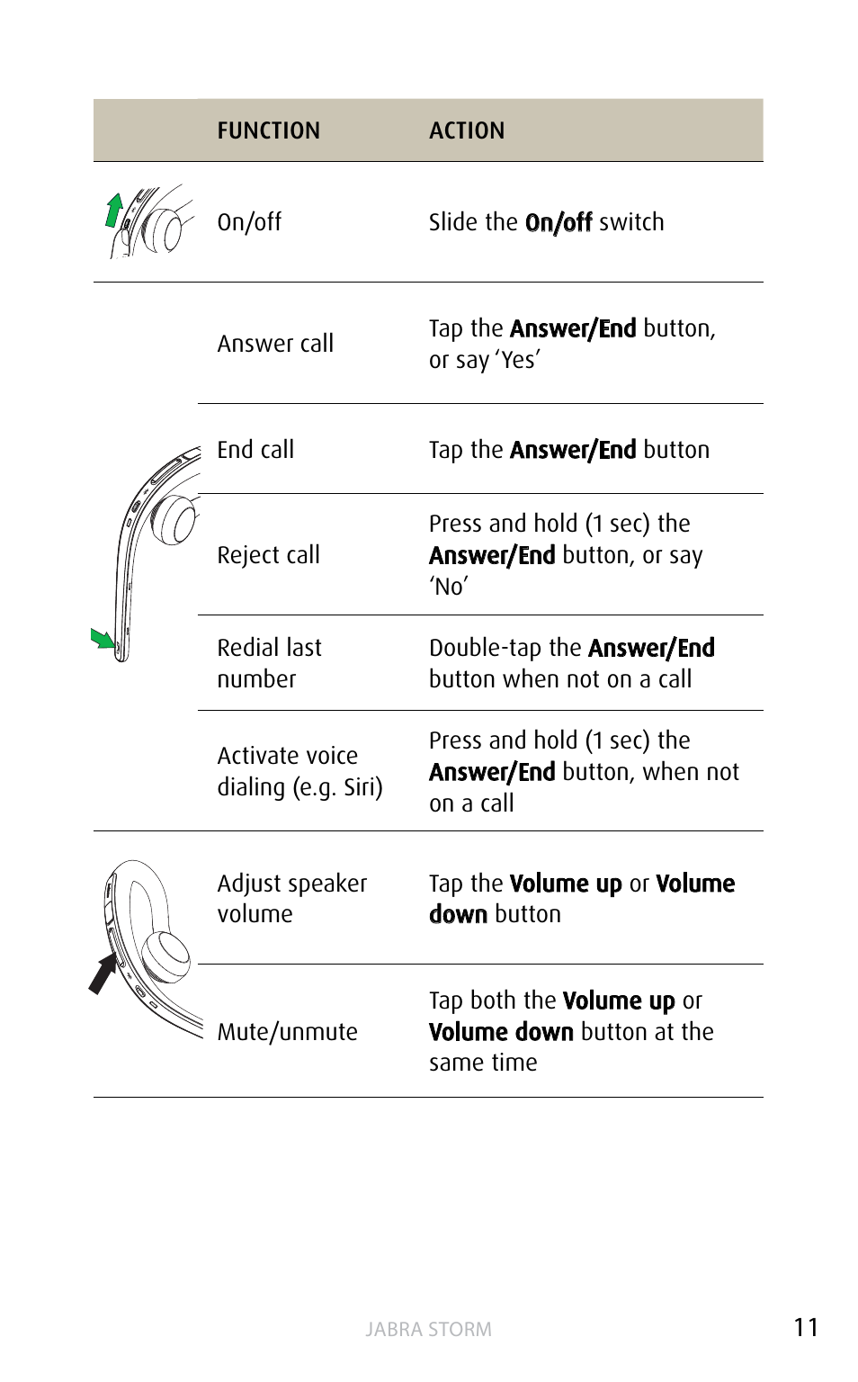 English | Jabra STORM User Manual | Page 11 / 17