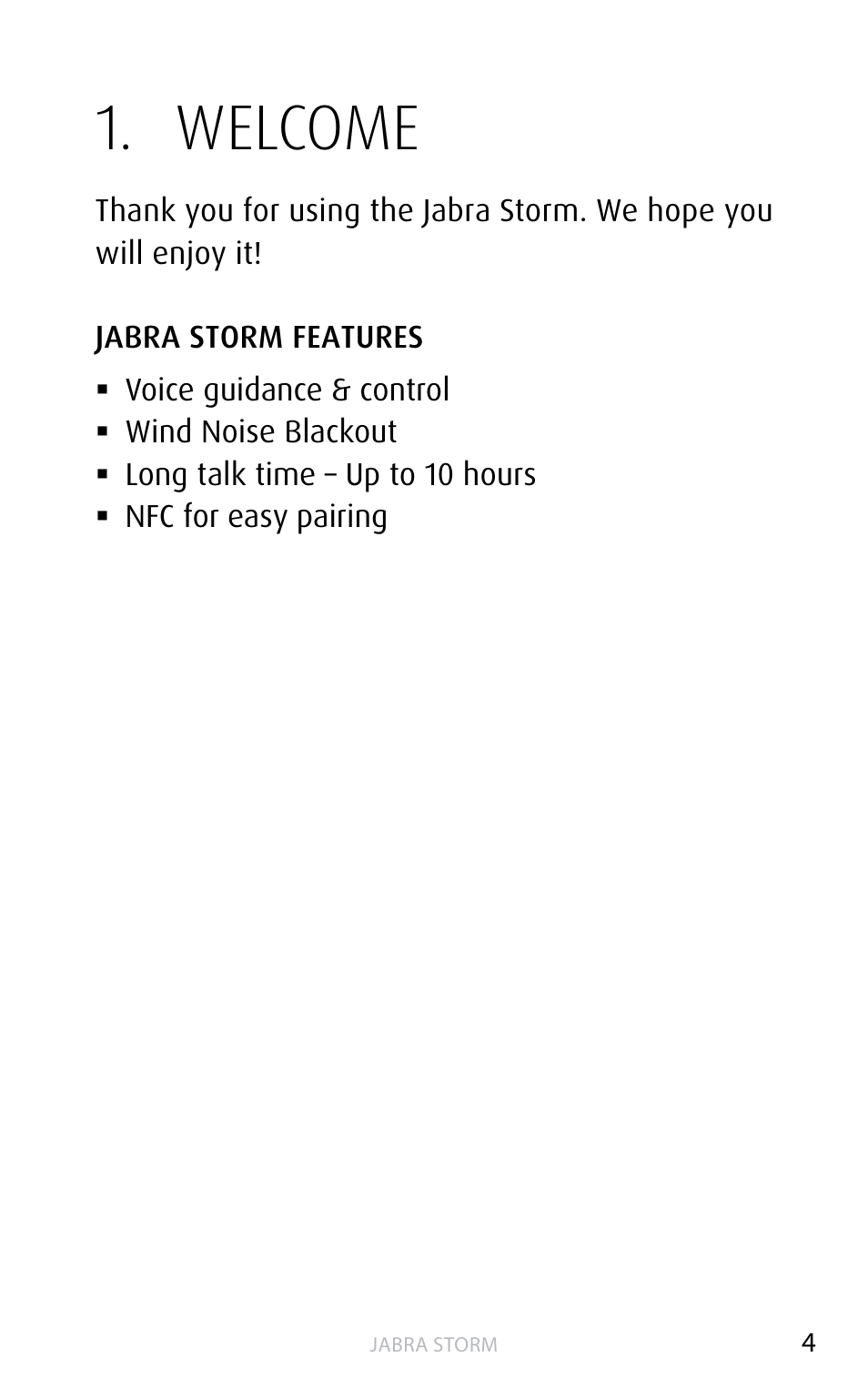 Welcome | Jabra STORM User Manual | Page 4 / 17