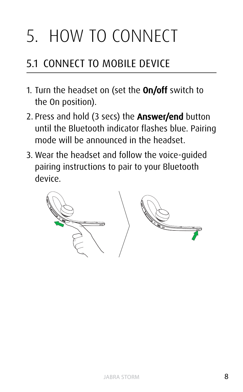 How to connect, 1 connect to mobile device | Jabra STORM User Manual | Page 8 / 17