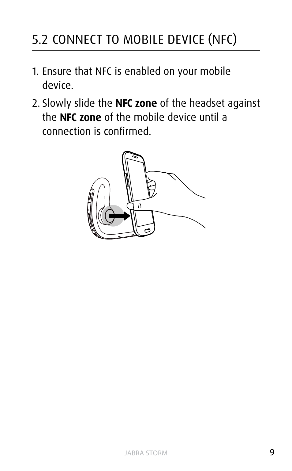 2 connect to mobile device (nfc) | Jabra STORM User Manual | Page 9 / 17