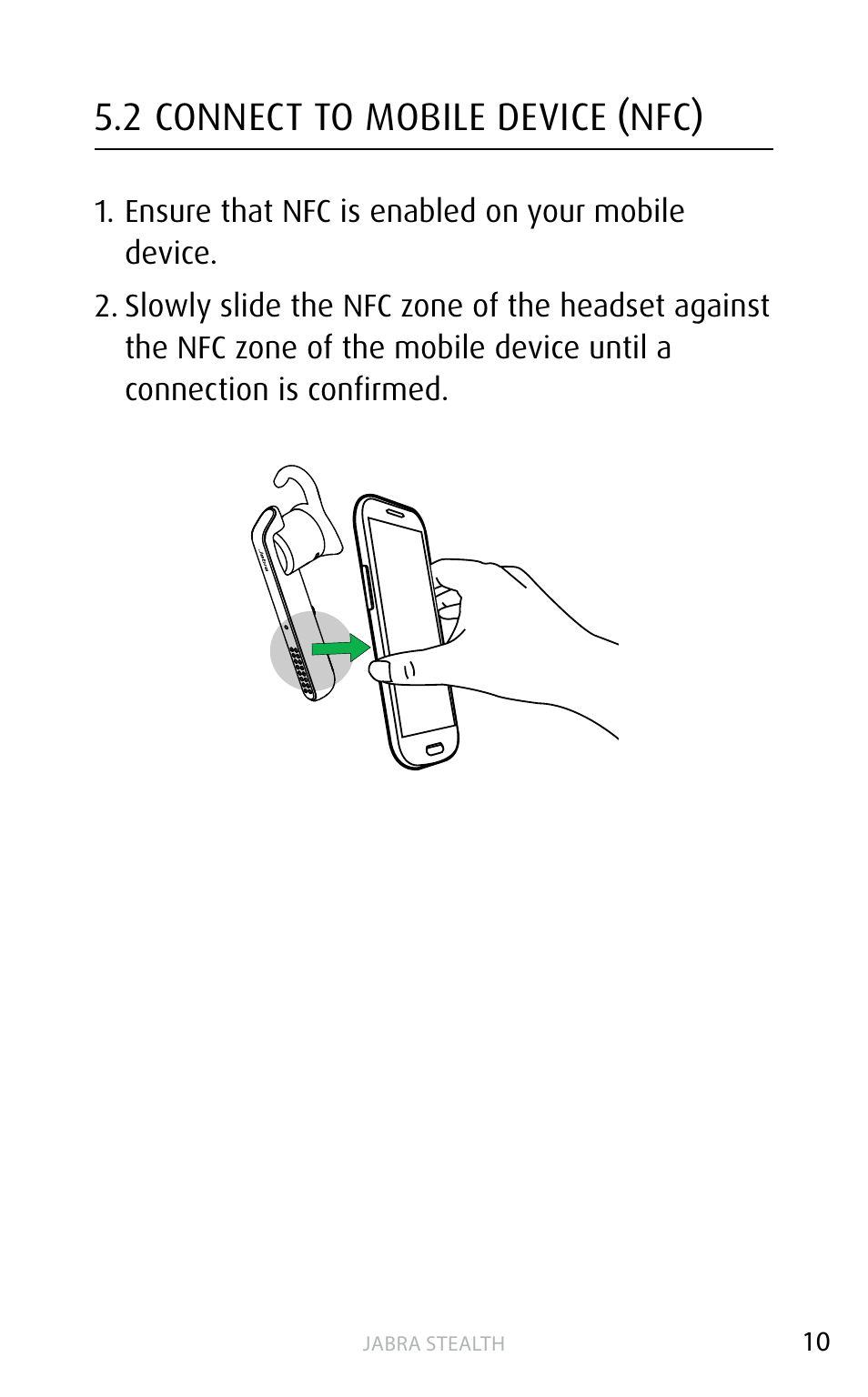 2 connect to mobile device (nfc) | Jabra STEALTH User Manual | Page 10 / 18