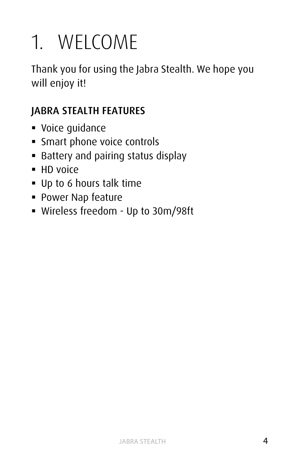 Welcome | Jabra STEALTH User Manual | Page 4 / 18