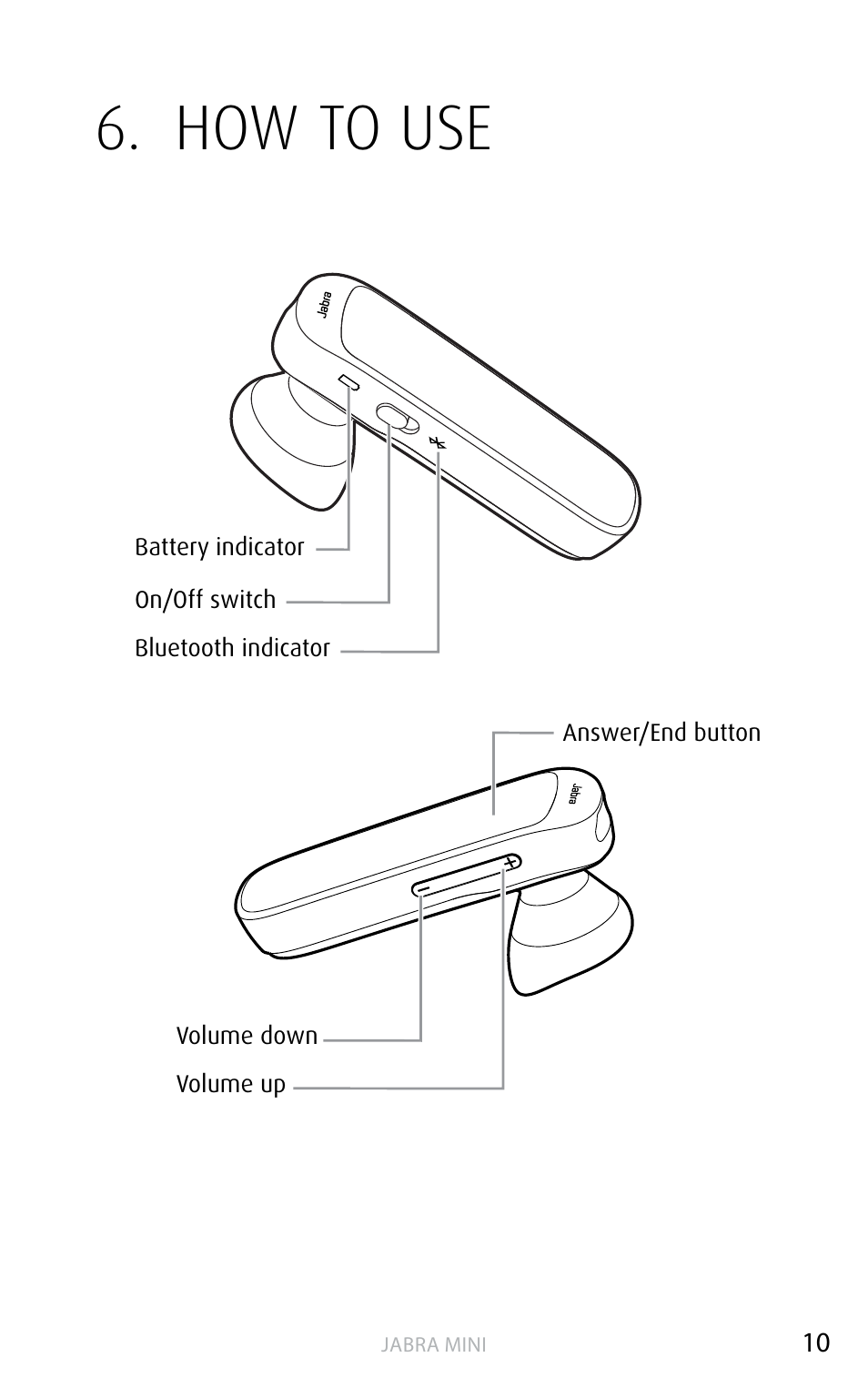 How to use, English | Jabra MINI User Manual | Page 10 / 18