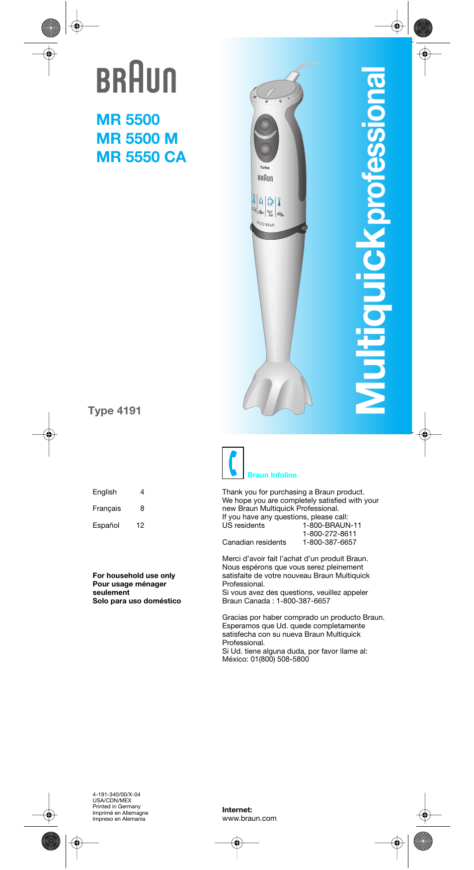 Braun MR 5500 M User Manual | 15 pages