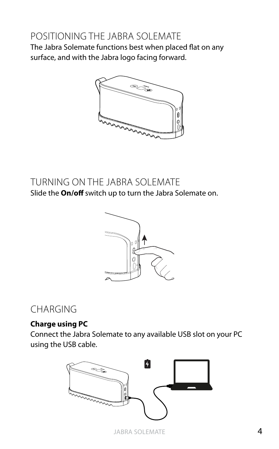 Getting started, Charge your headset, English | Jabra SOLEMATE User Manual | Page 5 / 18