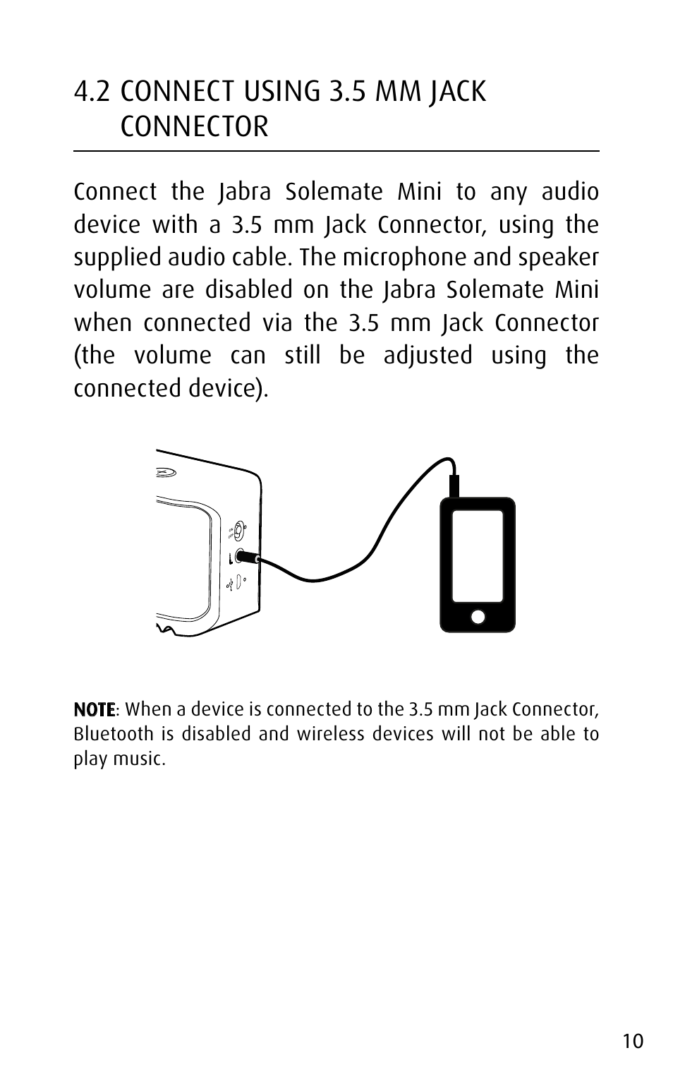 2 connect using 3.5 mm jack connector, English | Jabra SOLEMATE mini User Manual | Page 10 / 20