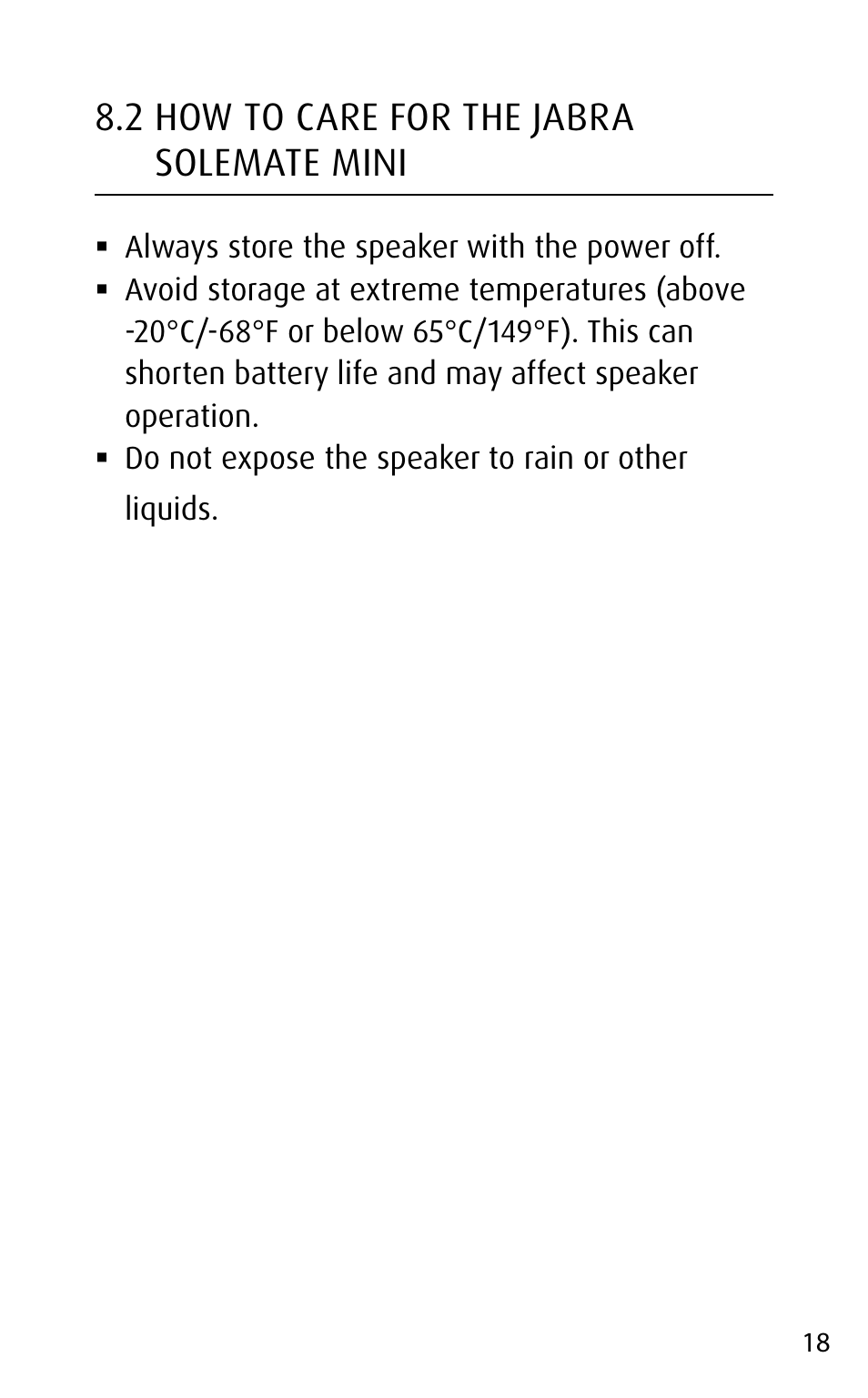 2 how to care for the jabra solemate mini | Jabra SOLEMATE mini User Manual | Page 18 / 20