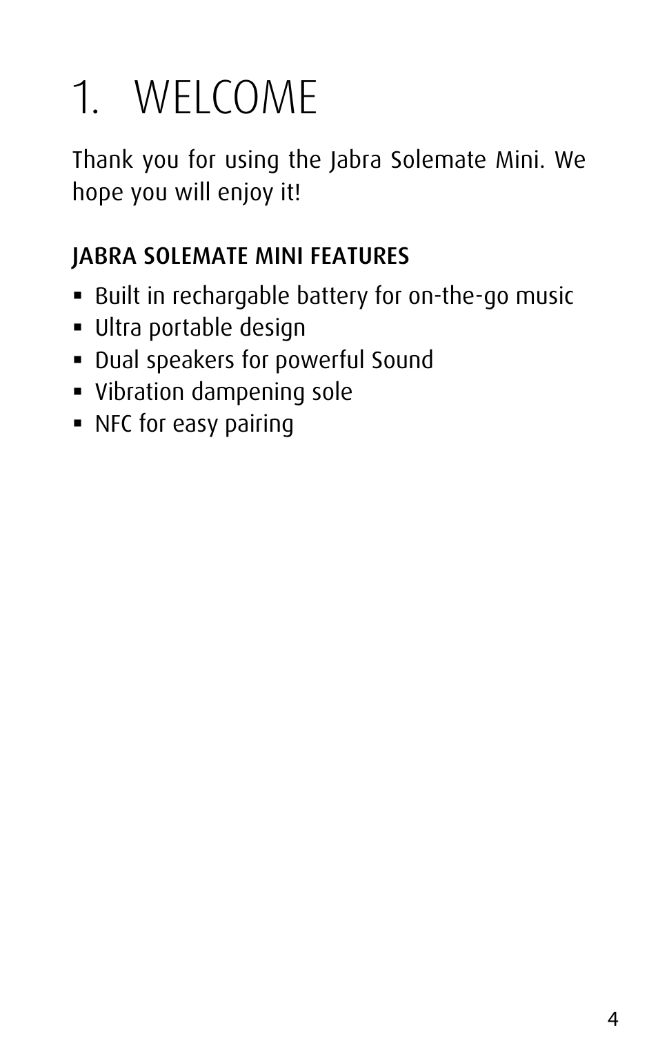 Welcome | Jabra SOLEMATE mini User Manual | Page 4 / 20
