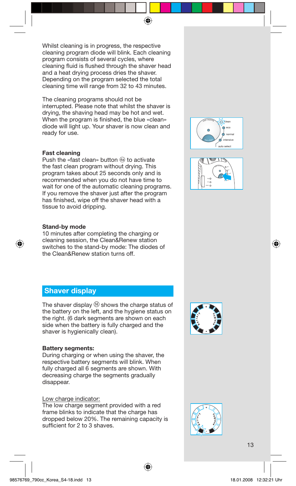 Shaver display, The shaver display | Braun 790CC User Manual | Page 13 / 17