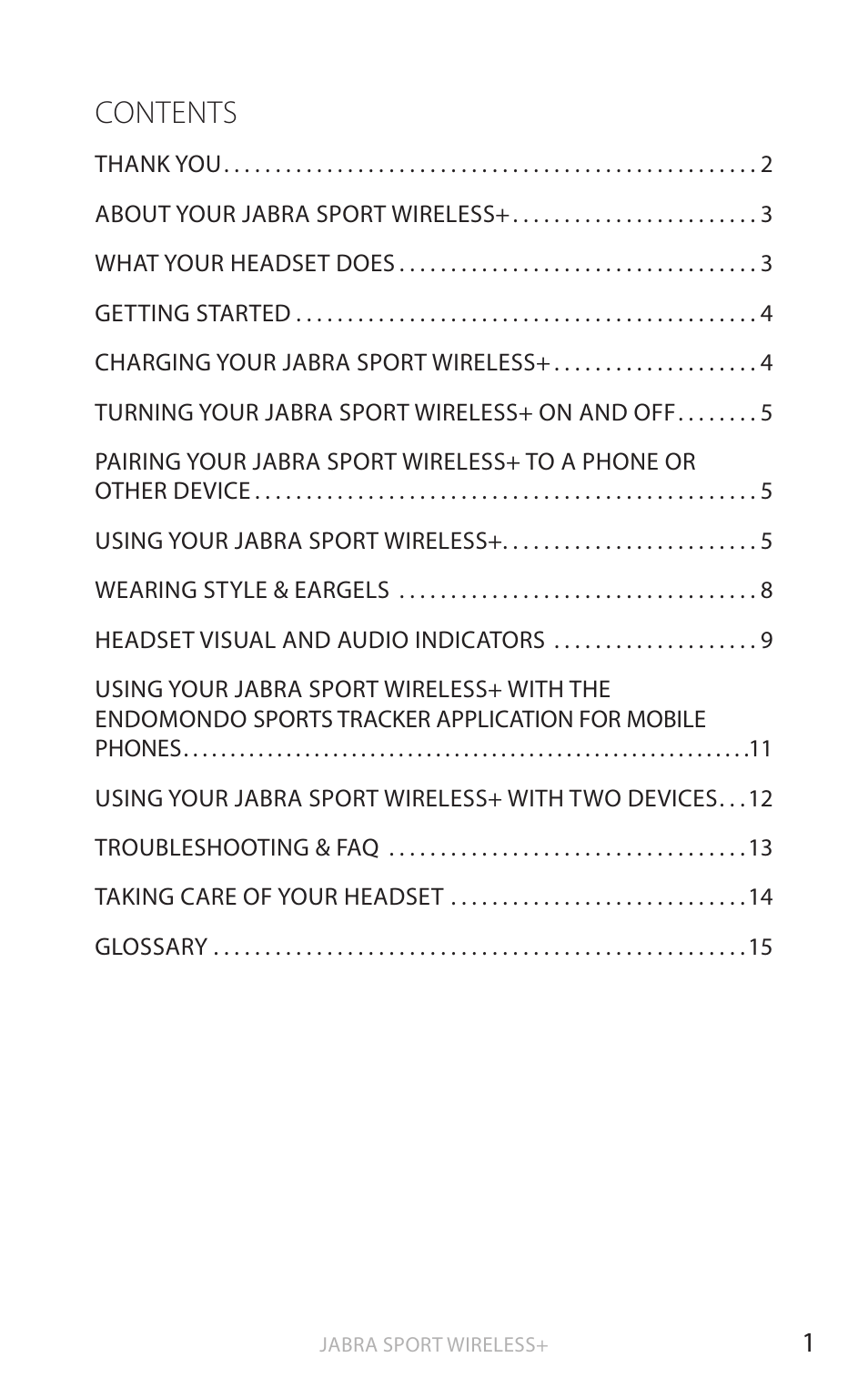Jabra SPORT WIRELESS+ User Manual | Page 2 / 17