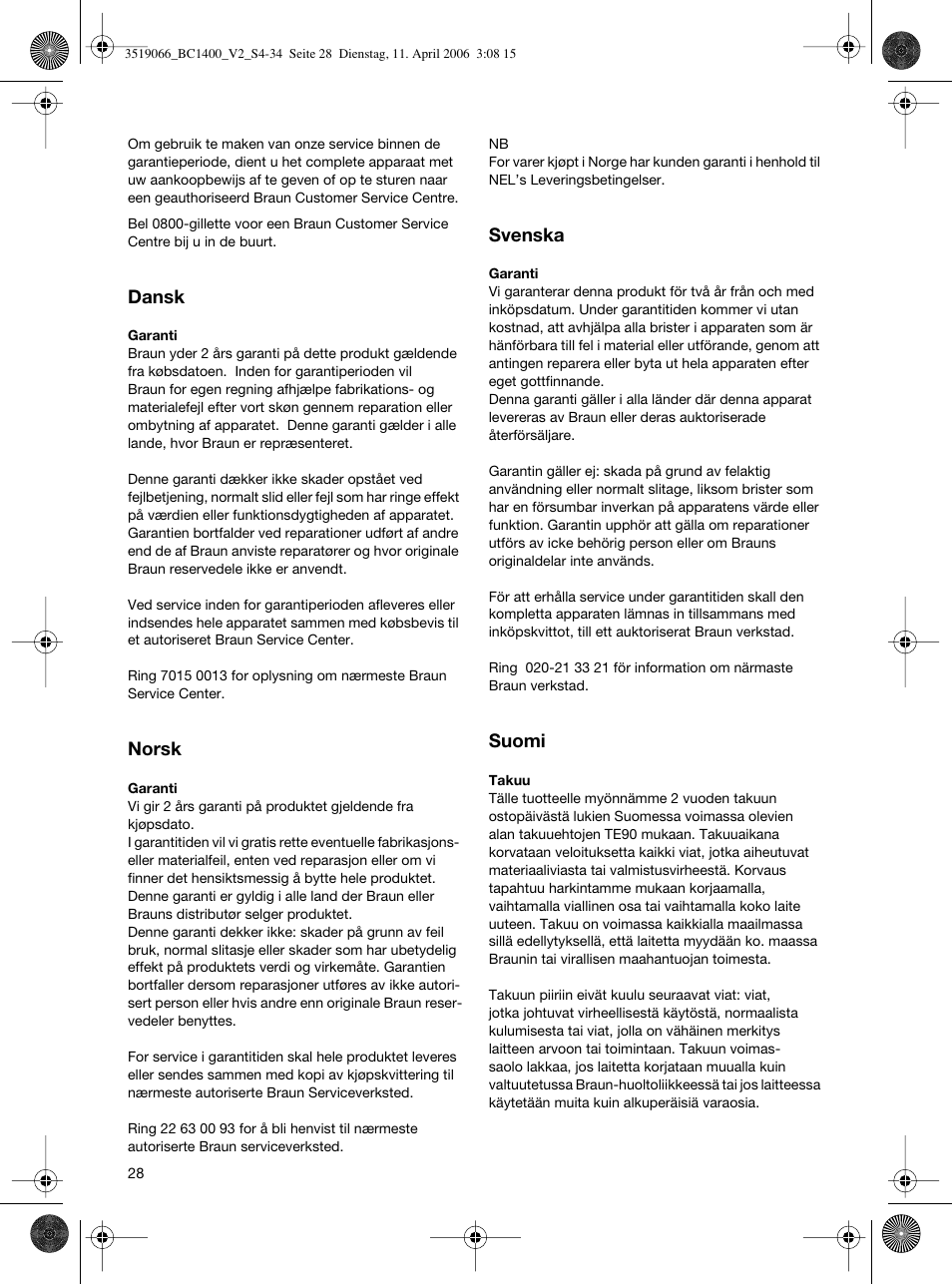 Braun BC1400 V2 User Manual | Page 28 / 34
