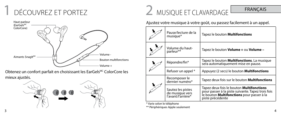 Découvrez et portez, Musique et clavardage | Jabra VOX User Manual | Page 4 / 6