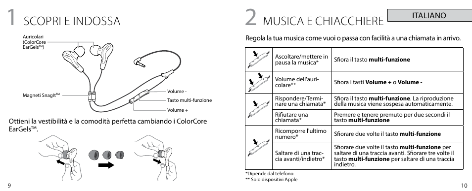 Scopri e indossa, Musica e chiacchiere | Jabra VOX User Manual | Page 7 / 21