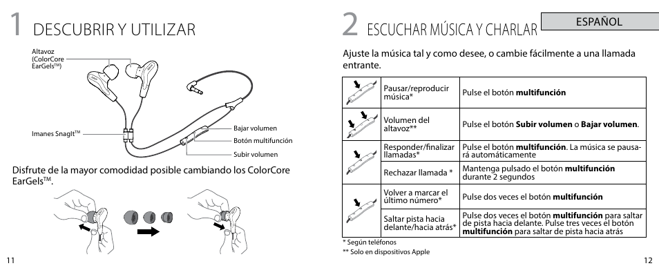 Descubrir y utilizar, Escuchar música y charlar | Jabra VOX User Manual | Page 8 / 21