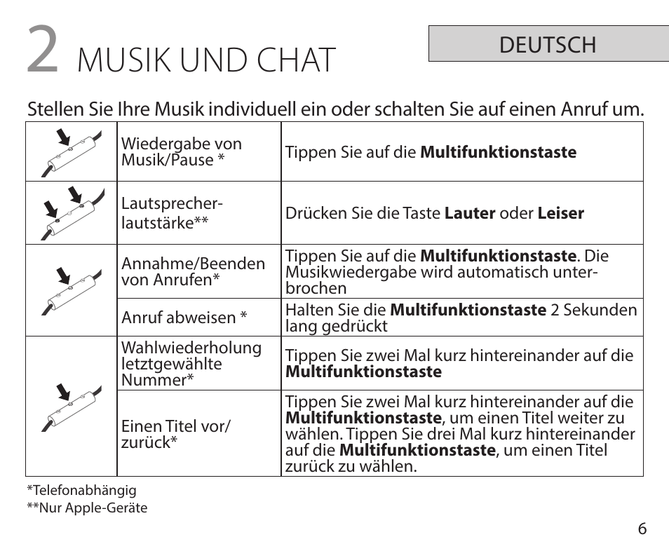 Musik und chat, Deutsch | Jabra REVO User Manual | Page 10 / 42