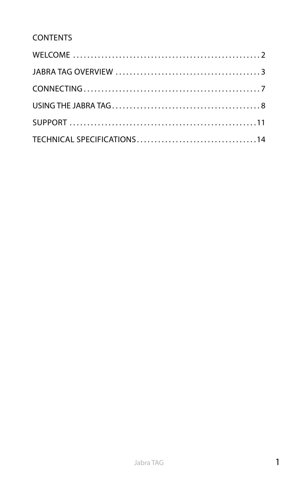 English | Jabra TAG User Manual | Page 2 / 17