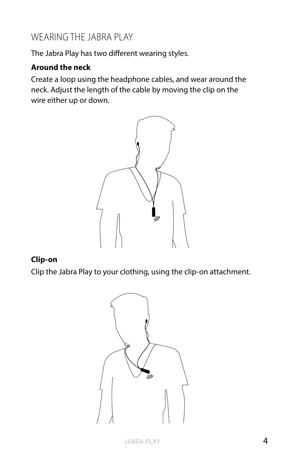 English, Wearing the jabra play | Jabra PLAY User Manual | Page 5 / 16