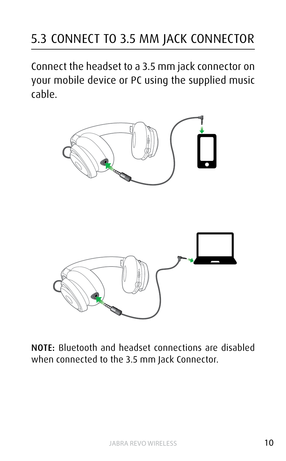 3 connect to 3.5 mm jack connector | Jabra REVO WIRELESS User Manual | Page 10 / 19