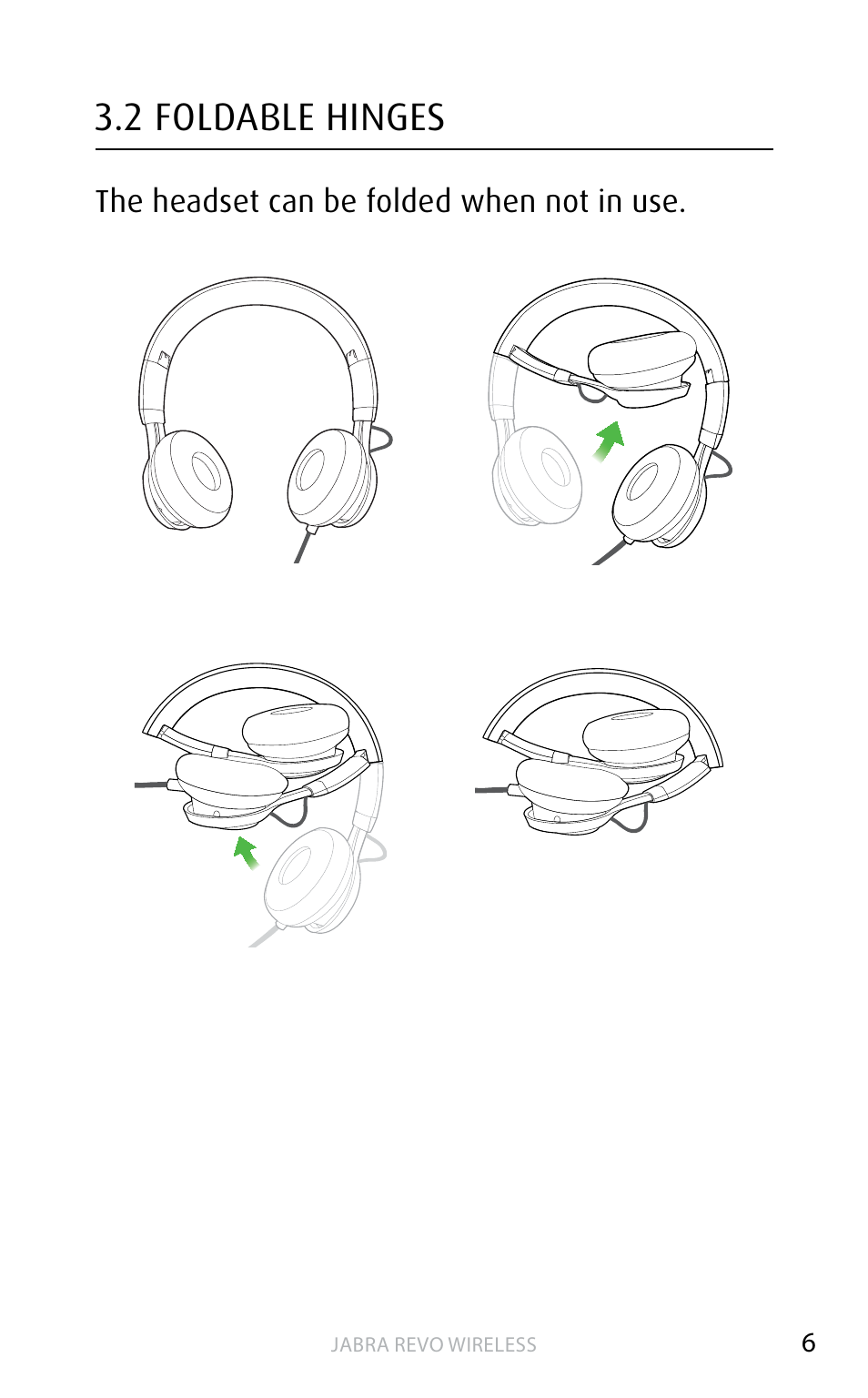 2 foldable hinges | Jabra REVO WIRELESS User Manual | Page 6 / 19