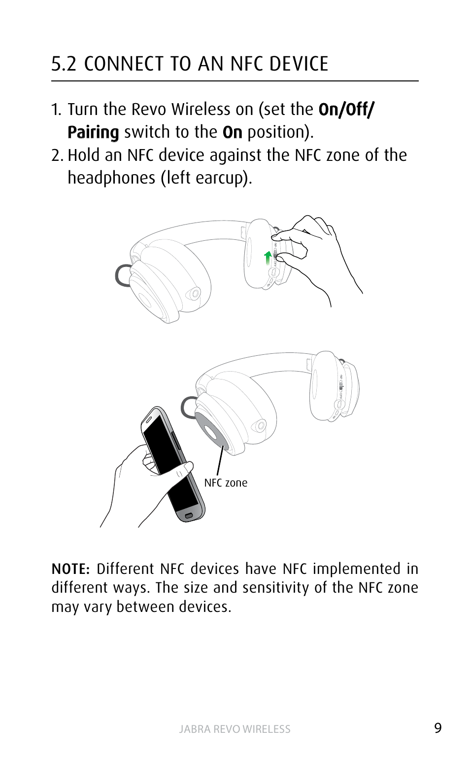 2 connect to an nfc device | Jabra REVO WIRELESS User Manual | Page 9 / 19