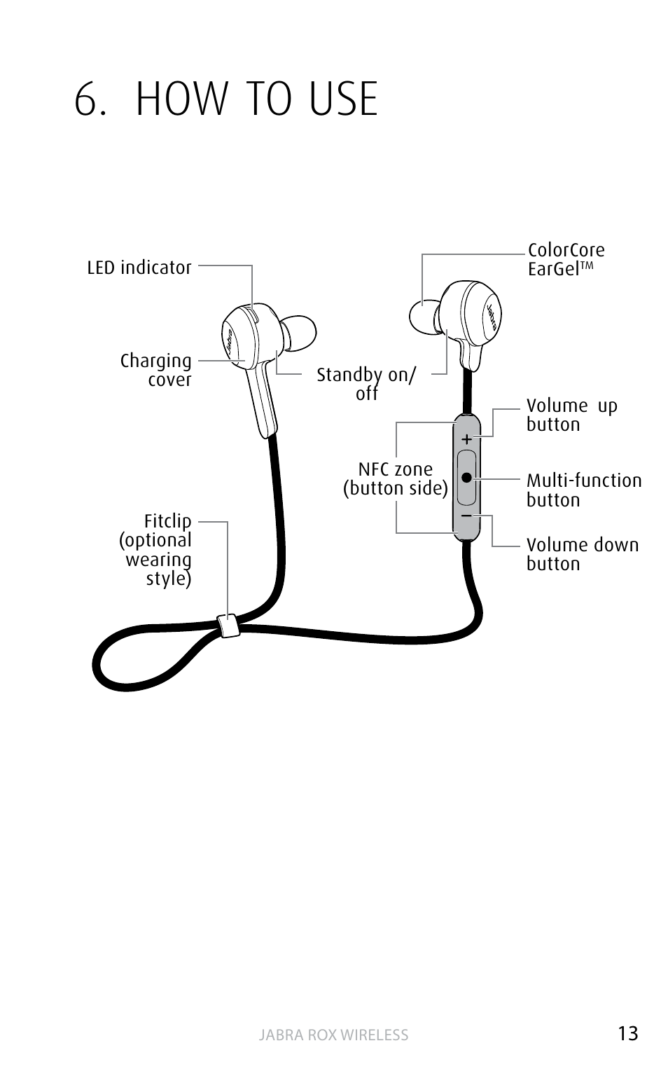 How to use, English | Jabra ROX WIRELESS User Manual | Page 13 / 20