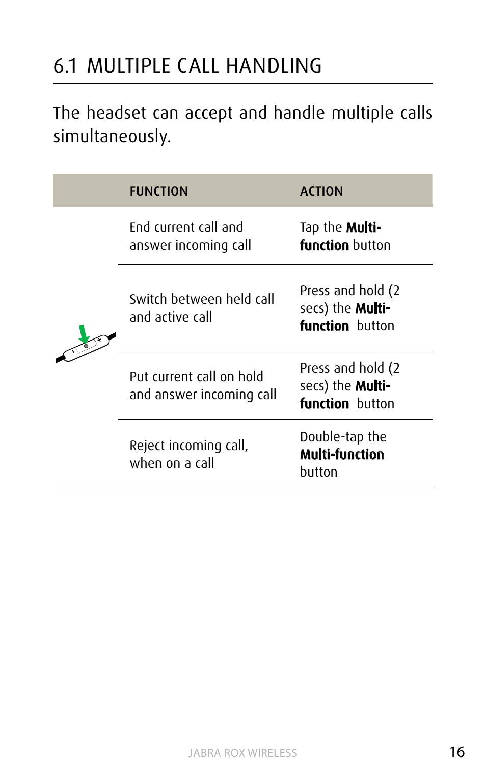 1 multiple call handling, English | Jabra ROX WIRELESS User Manual | Page 16 / 20