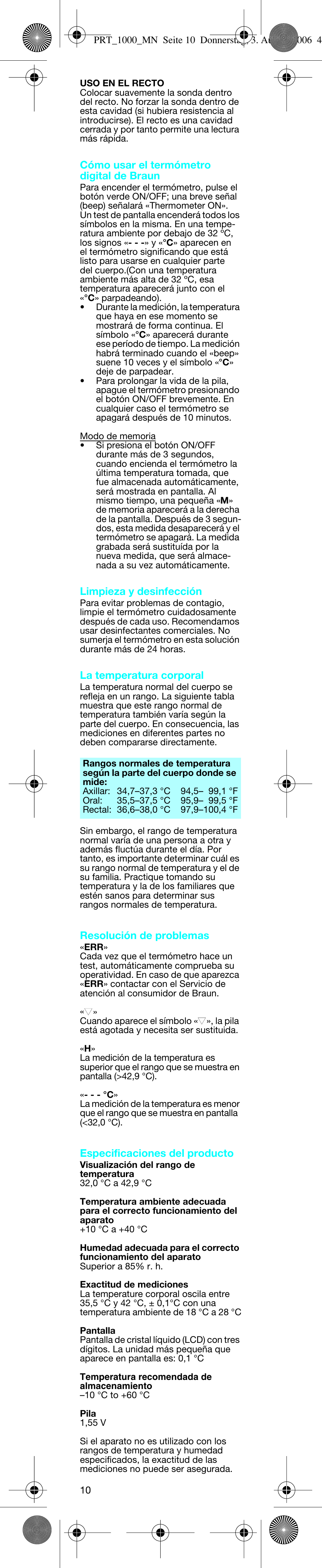 Braun PRT 100 User Manual | Page 10 / 19
