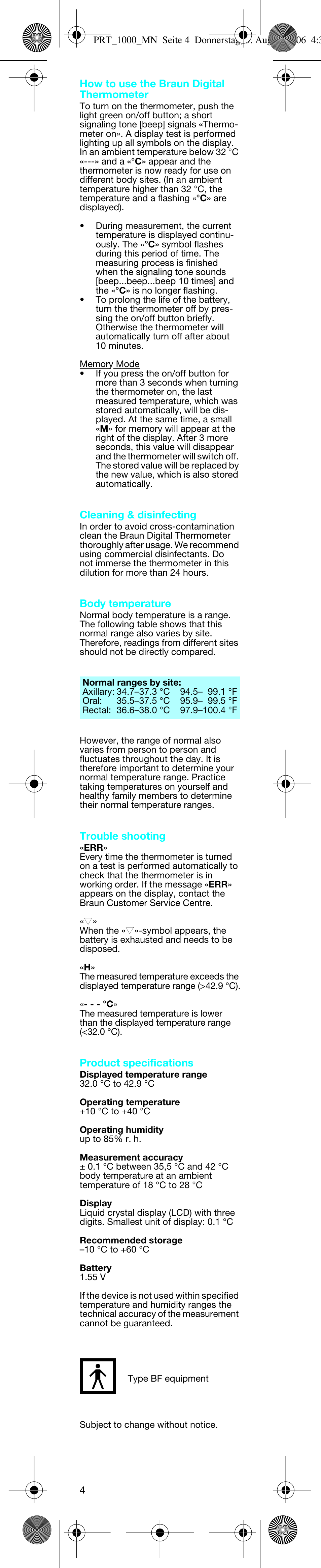 Braun PRT 100 User Manual | Page 4 / 19