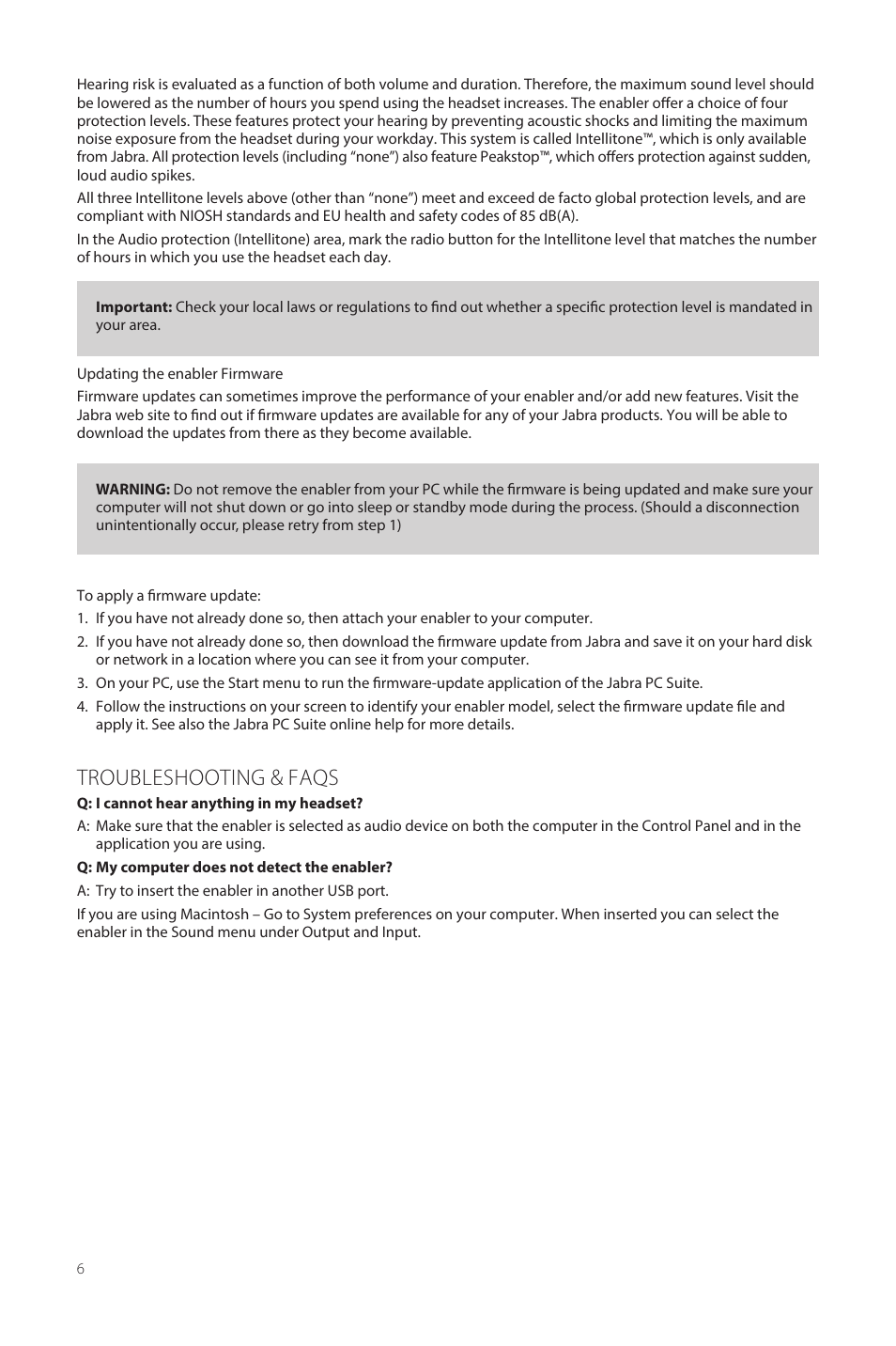 Troubleshooting & faqs | Jabra LINK 220/220а User Manual | Page 6 / 8