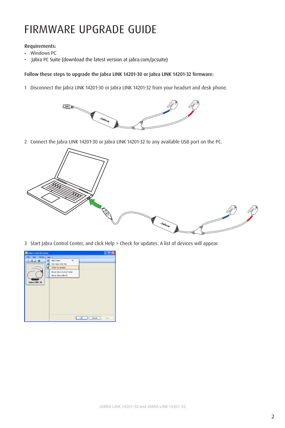 Firmware upgrade guide, English | Jabra LINK 14201-32 User Manual | Page 2 / 4