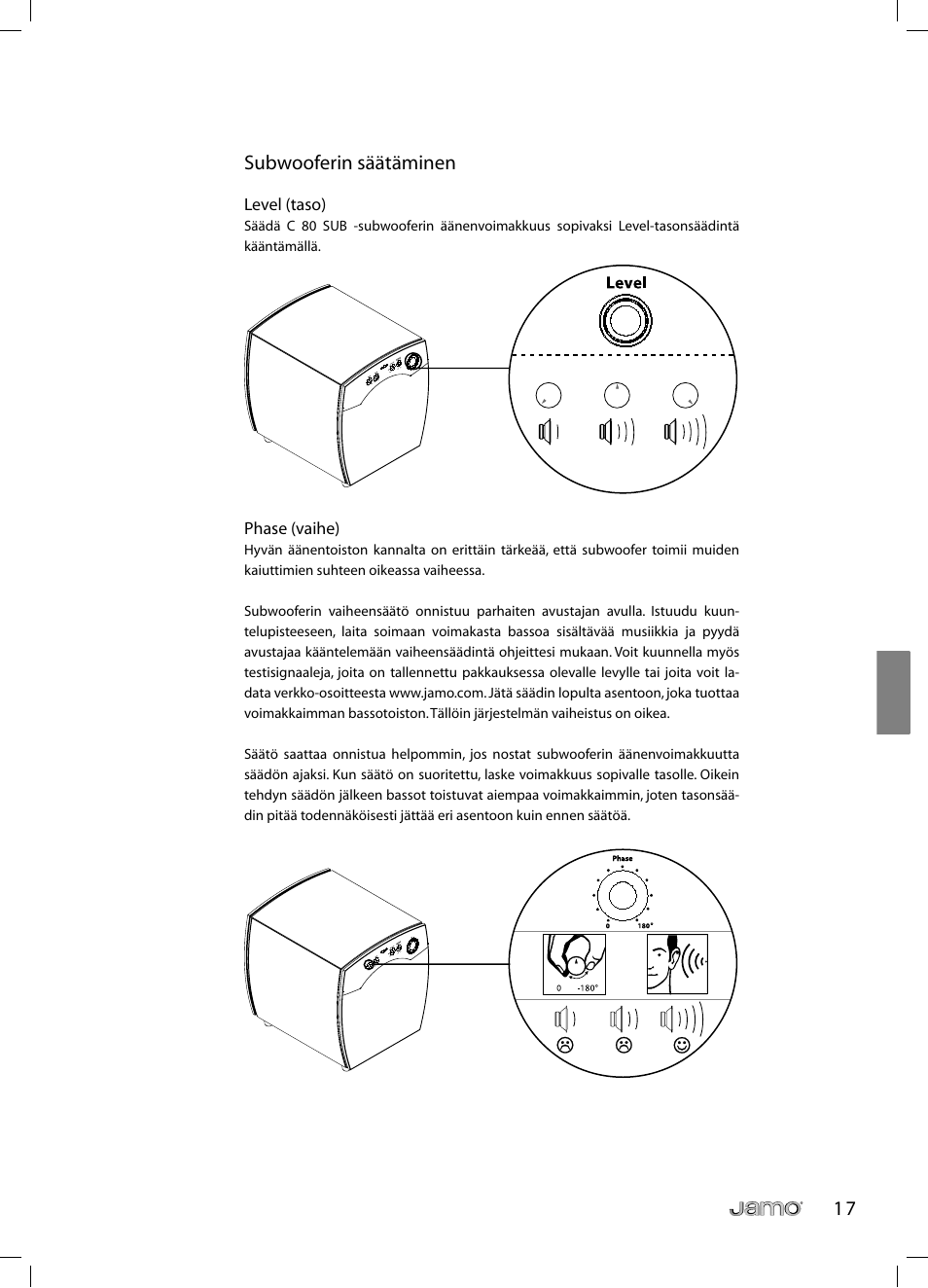 1 7 subwooferin säätäminen | JAMO C 803 User Manual | Page 106 / 183