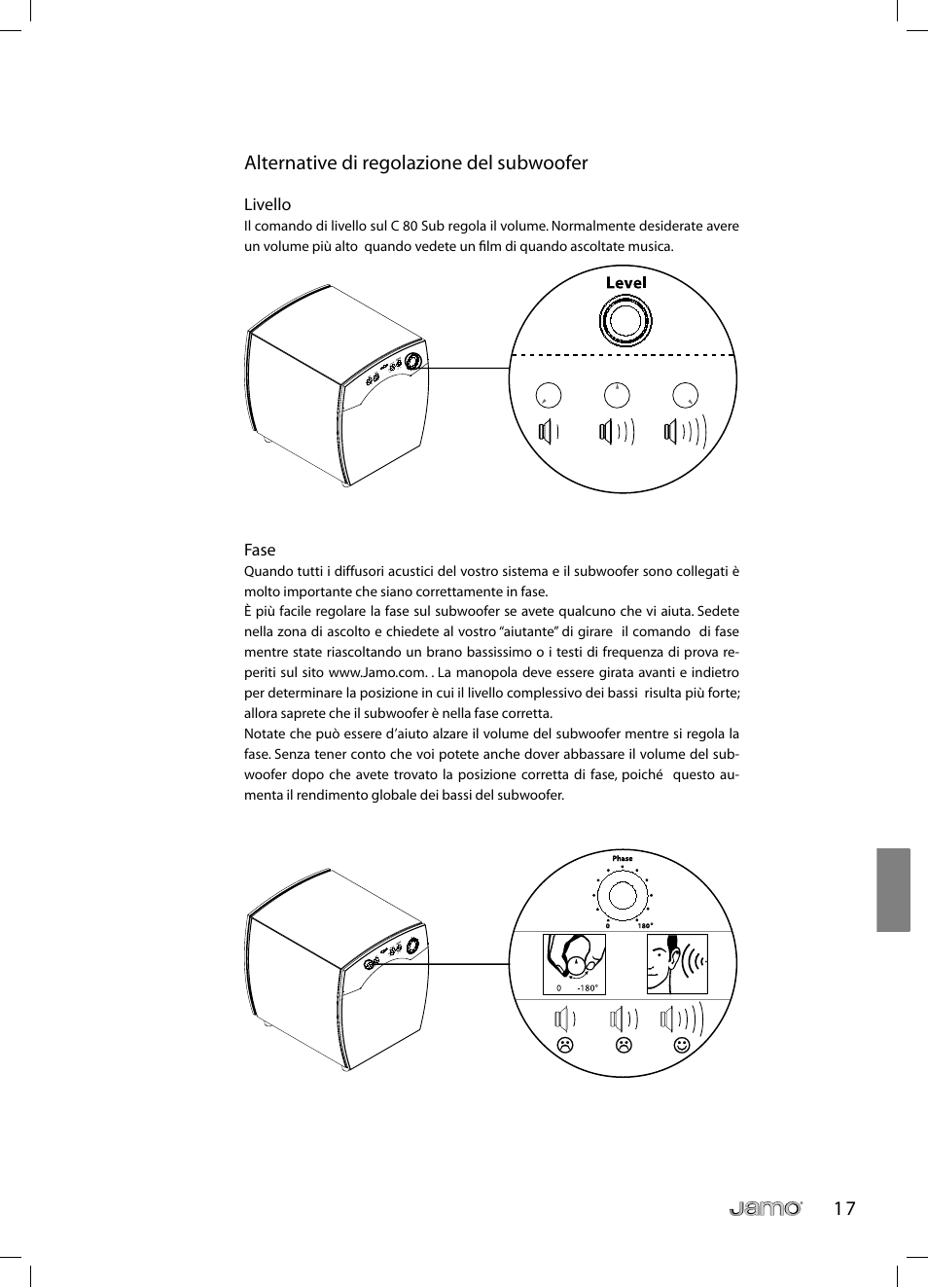 1 7 alternative di regolazione del subwoofer | JAMO C 803 User Manual | Page 142 / 183