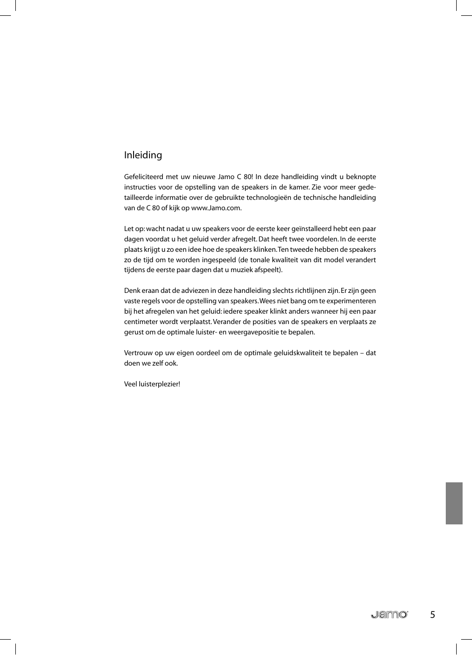 5inleiding | JAMO C 803 User Manual | Page 148 / 183