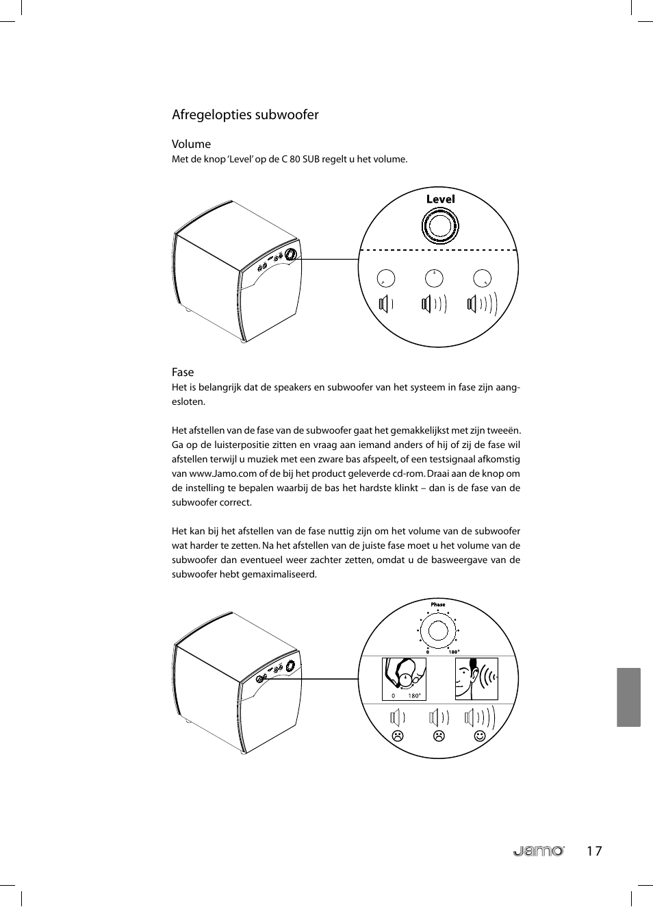 1 7 afregelopties subwoofer | JAMO C 803 User Manual | Page 160 / 183