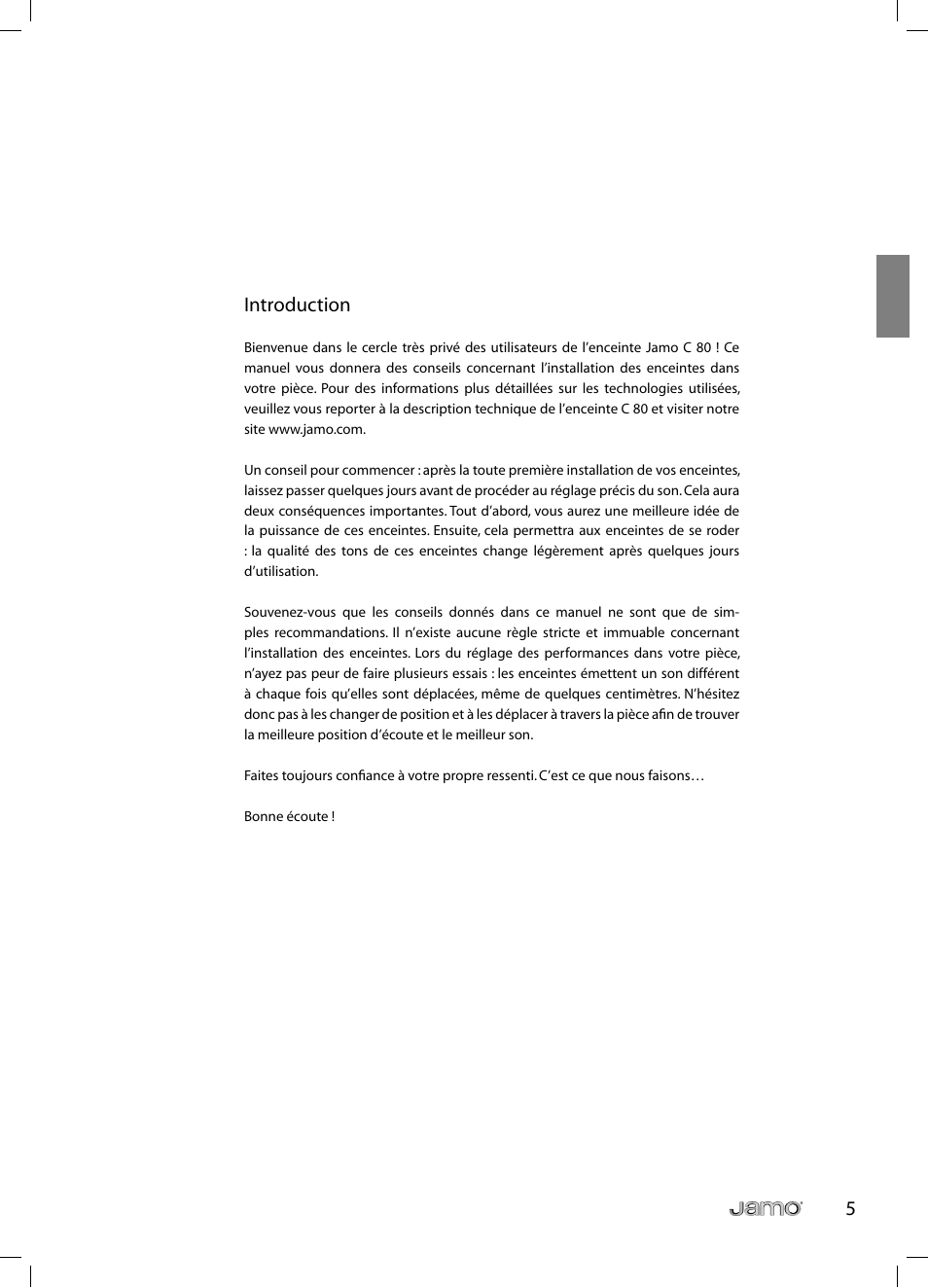 5introduction | JAMO C 803 User Manual | Page 22 / 183