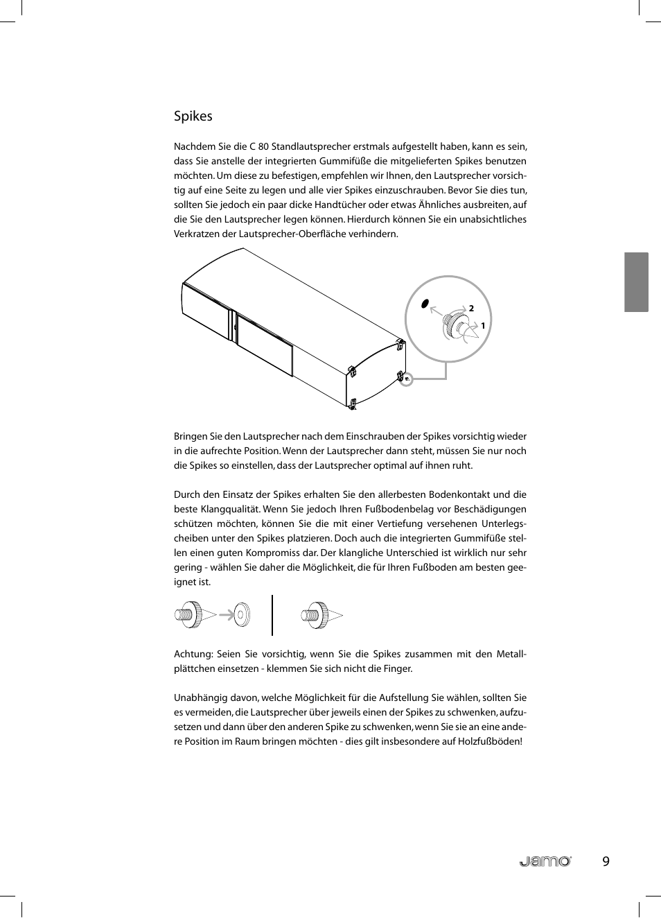 9spikes | JAMO C 803 User Manual | Page 44 / 183
