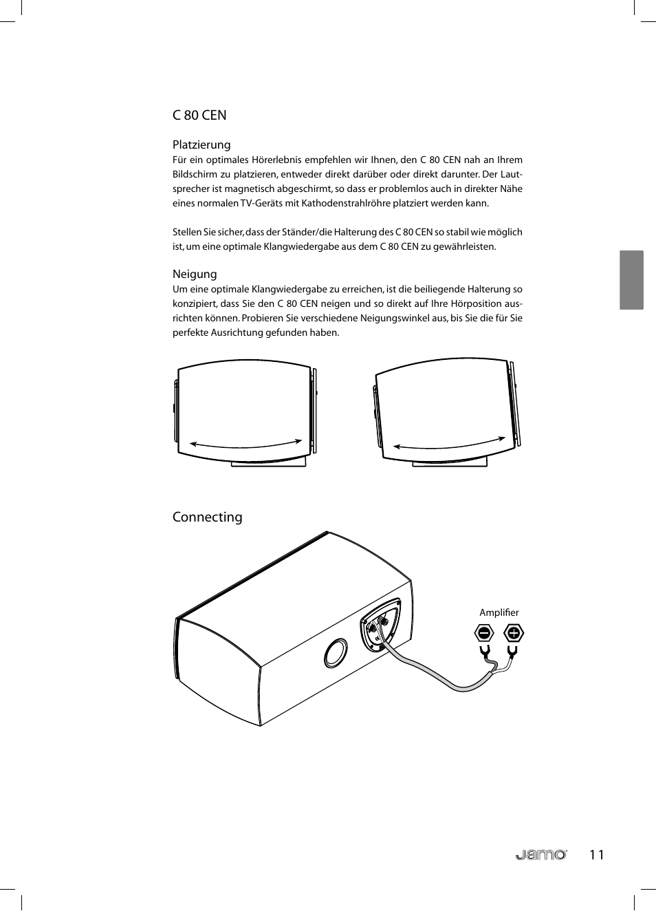 1 1 c 80 cen, Connecting | JAMO C 803 User Manual | Page 46 / 183