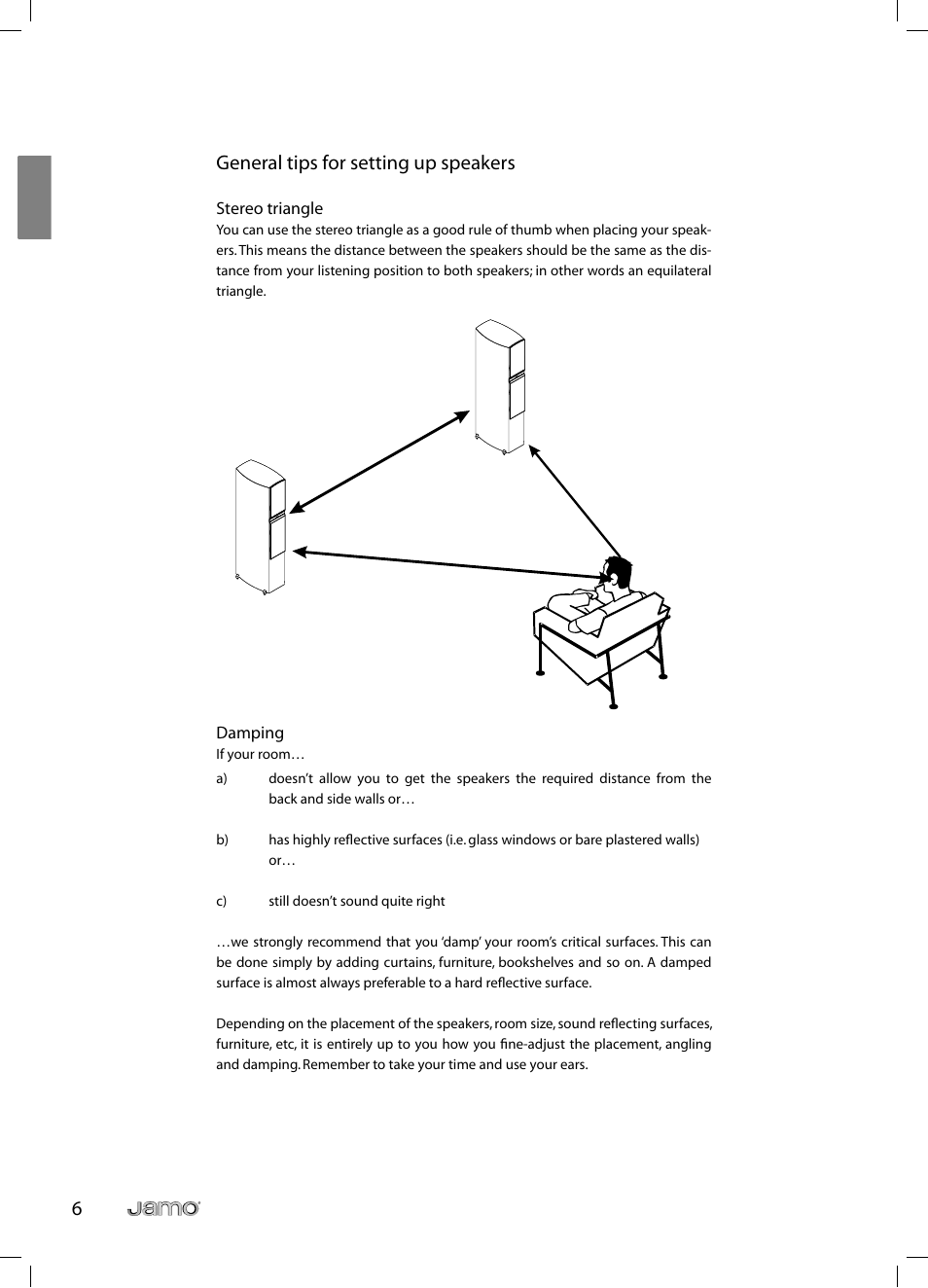6general tips for setting up speakers | JAMO C 803 User Manual | Page 5 / 183