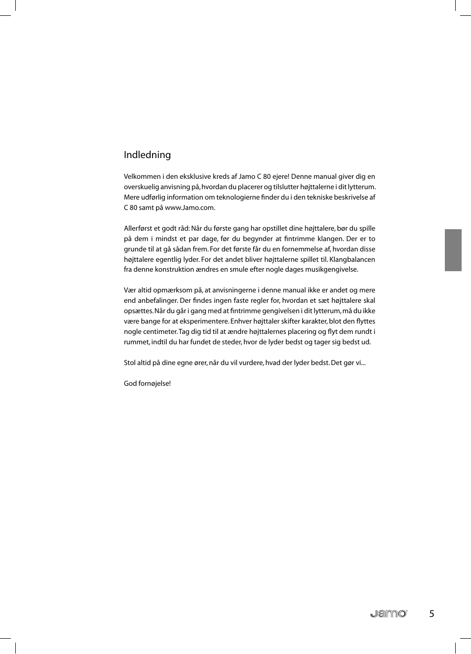 5indledning | JAMO C 803 User Manual | Page 58 / 183