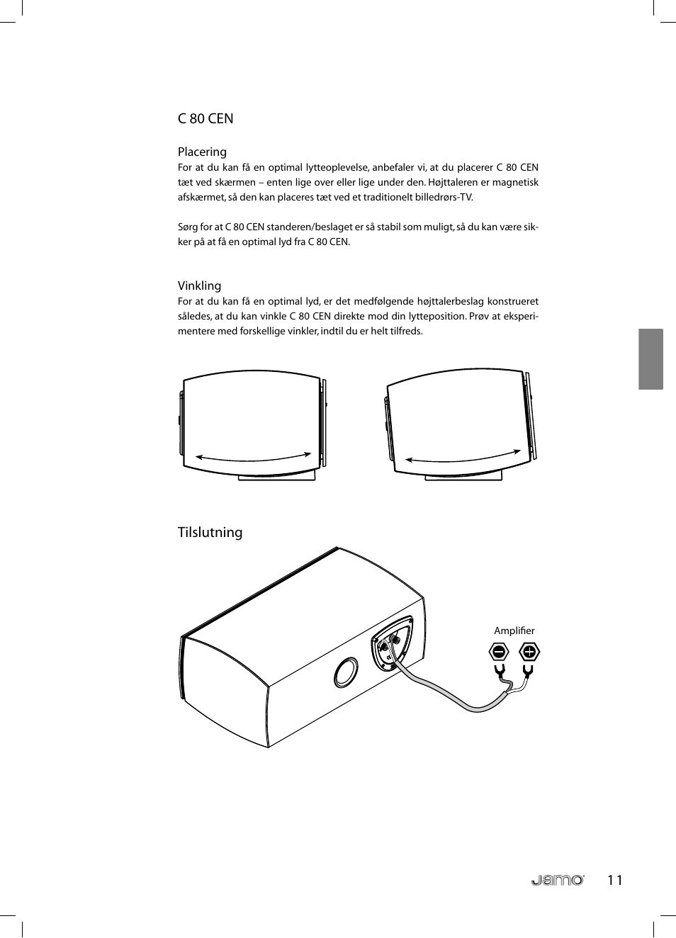 1 1 c 80 cen, Tilslutning | JAMO C 803 User Manual | Page 64 / 183