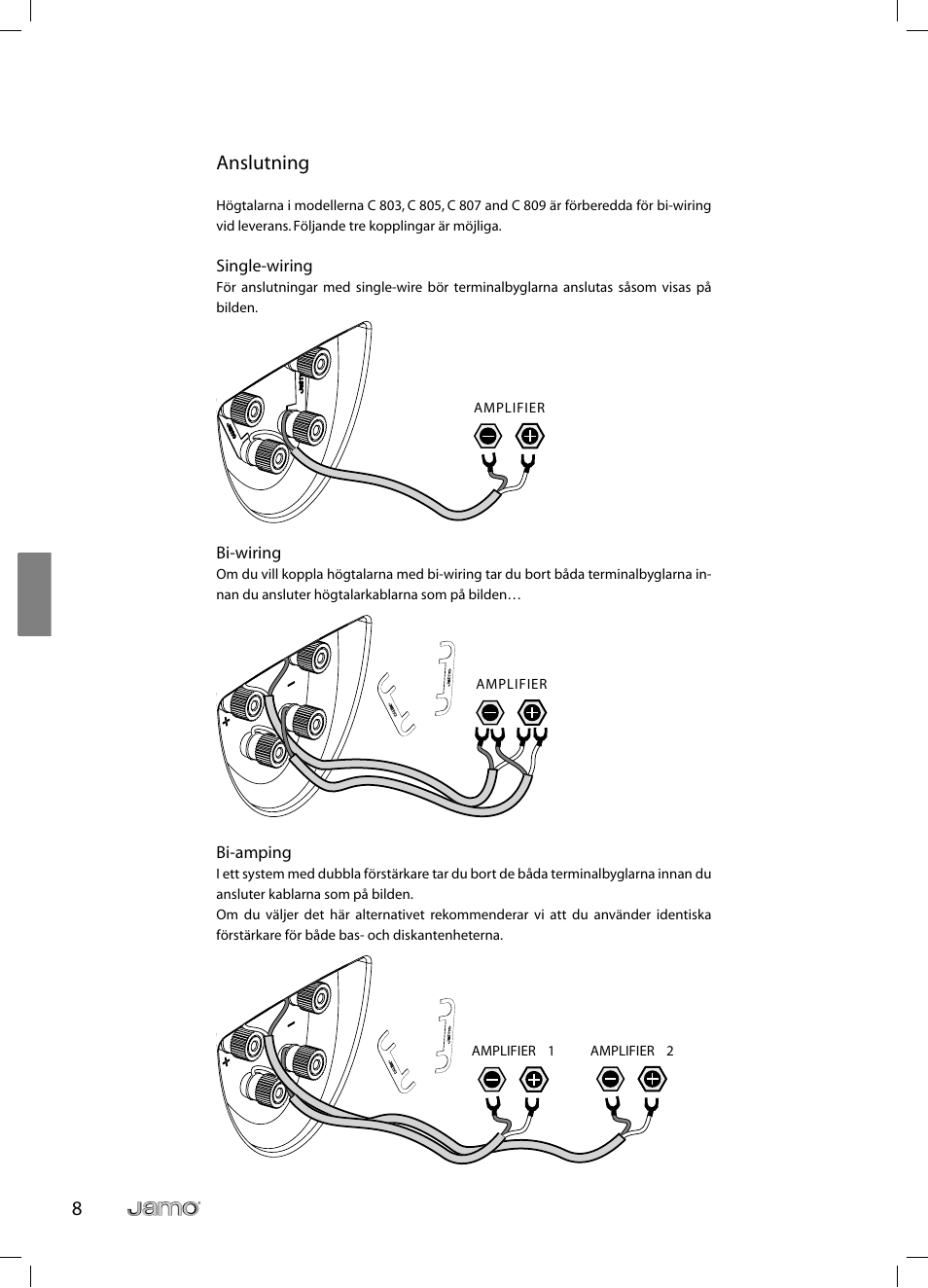 8anslutning | JAMO C 803 User Manual | Page 79 / 183