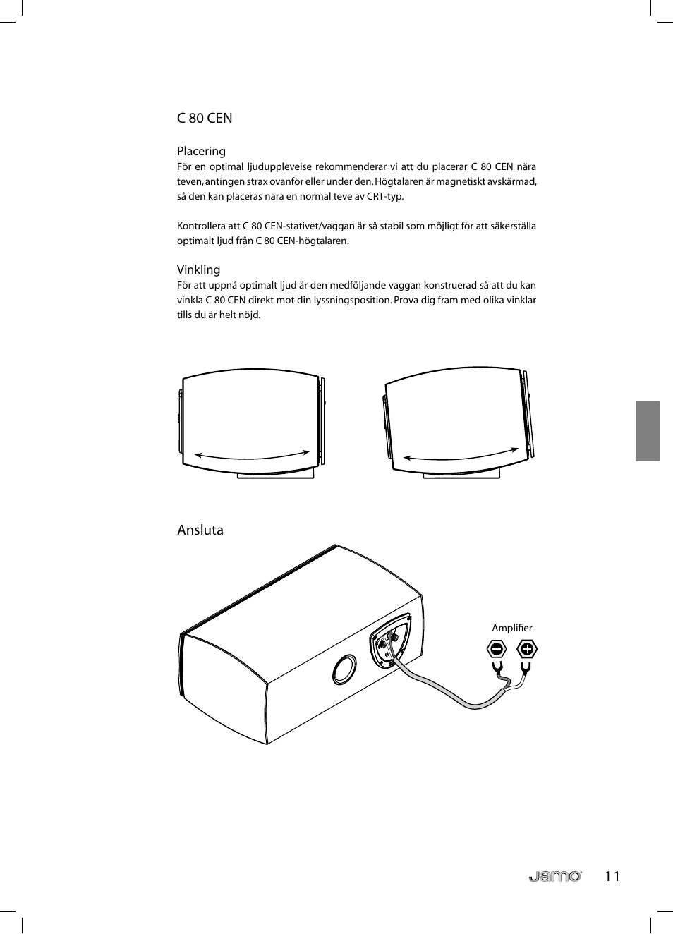 1 1 c 80 cen, Ansluta | JAMO C 803 User Manual | Page 82 / 183