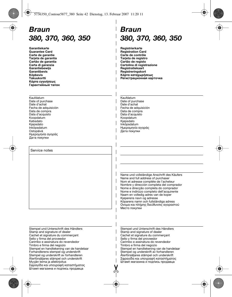 Braun 350 User Manual | Page 42 / 42