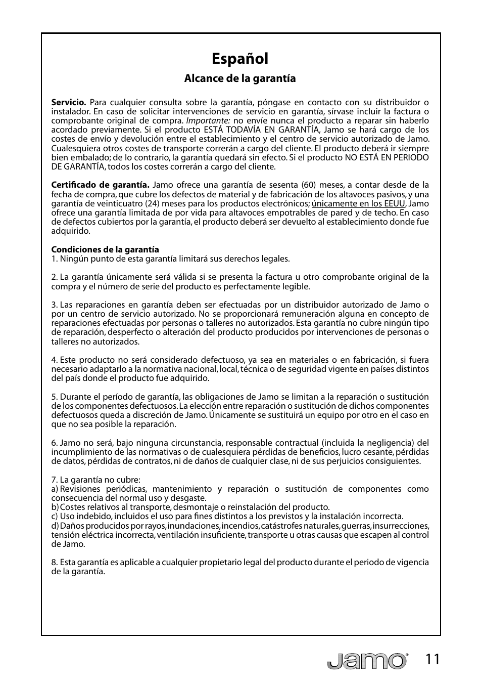 11 español | JAMO S 718 User Manual | Page 11 / 14