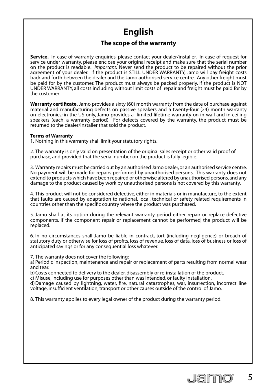 5english | JAMO S 718 User Manual | Page 5 / 14