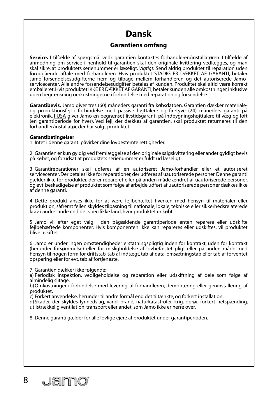 8dansk | JAMO S 718 User Manual | Page 8 / 14