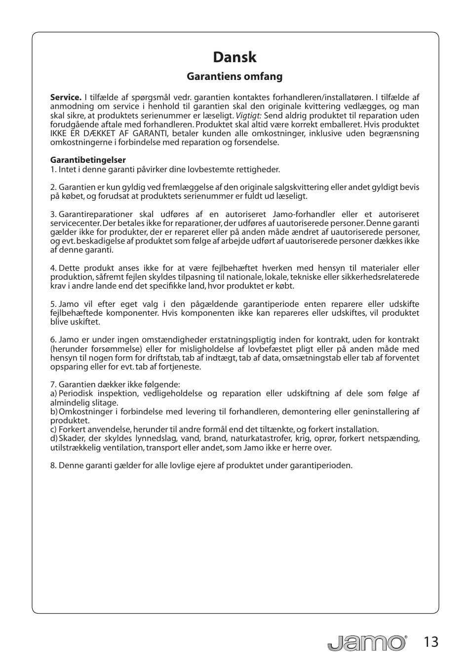 13 dansk | JAMO S 428 HCS 3 User Manual | Page 13 / 20